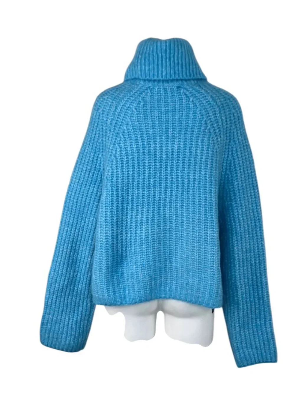 Zara Long Sleeve Turtleneck Knit Sweater, Blue, Pullover, Size M - Picture 2 of 7